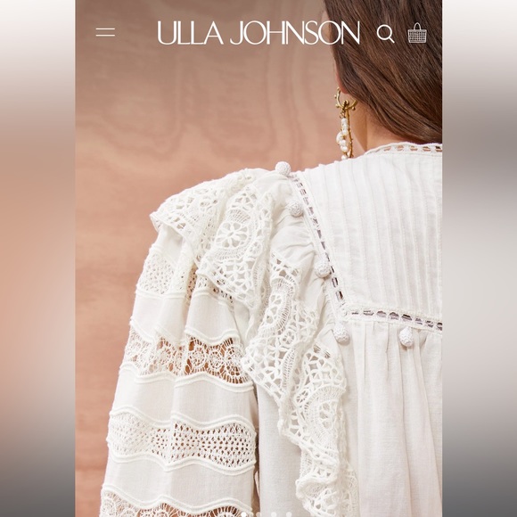 ULLA JOHNSON LILLY BLOUSE IN PRISTINE - Picture 2 of 10